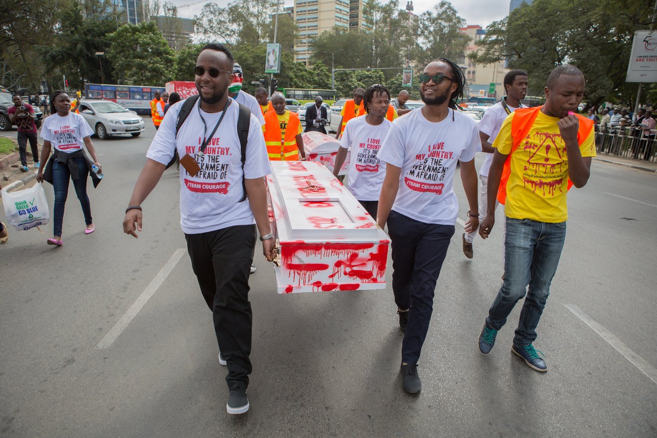 Mutunga Al-Amin perticipating in a protest