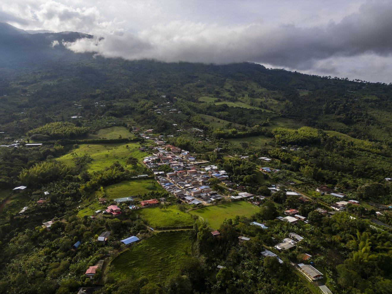 An aerial view of Santa Rosa de Tapia town in Guacarí, Valle del Cauca deparment, Colombia, on May 7, 2026.